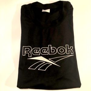 REEBOK big logo embroidered tee black white EUC